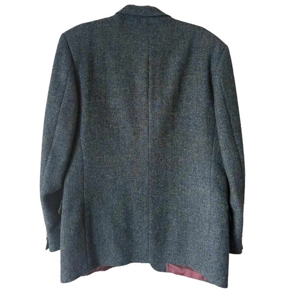Vintage Harris Tweed Blazer Jacket Wool Men's 42R Blue Flecked 70s 80s - Picture 3 of 7